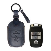 [에첼소] 기아 스마트키케이스 자동차키홀더 버전1, 미니스트랩 - 각인 두줄, K1-01(신형로고), 빈티지 네이비