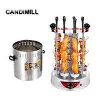 캠핑 양꼬치 기계 가정용 자동 회전 Candimill 220v 전기 바베큐 그릴 불고기 무연 로스트 양고기 꼬치, 포크 6개