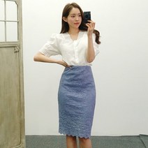 로맨틱 레이스 플라워 봄 여름 밴딩 h라인 스커트