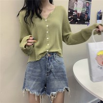 봄신상 루즈핏 베이직 데일리 브이넥 골지 니트 가디건