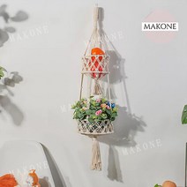 봄소품 홈포차꾸미기 거실벽면인테리어 벽지가리기 마크라메 화분걸이 3 tier macrame hanging basket boho home decor flower plant for, 2단 마크라메
