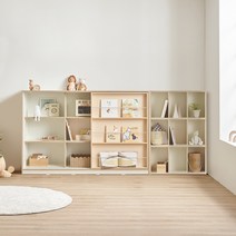 리바트 꼼므 키즈 1800 슬라이딩+칸막이책장, 핑크