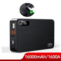 점프앤고 점프 스타터 자동차 배터리 충전기 Baseus 1600A 보조베터리 16000mAh 휴대용 전원 역 시작 장치 PD 65W 부스터, 1600A 16000mAh, 1개