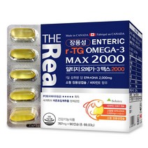 더리얼 장용성 소형캡슐 알티지rtg 초임계 오메가3 맥스2000 DHA와EPA 2000mg 고함량 장용성캡슐, 1박스(1개월분), 1개