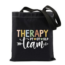 TIIMG Therapy Team 토트백 PT OT SLP 선물 테라피 감사 핸드백 졸업 블랙.