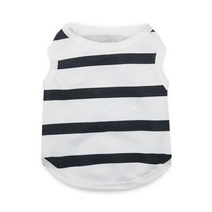 애완동물 옷 장난감 귀여운 줄무늬 개 후디 통기성 고양이 조끼 작은 개를 위한 길고 짧은 소매 애완 동물 의류 강아지 의상 코트, 7-White Short+L