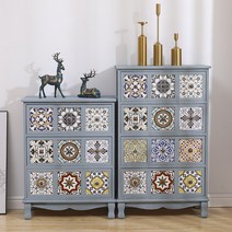 프로방스 엔틱 거실 콘솔 수납장 원목 그린 빈티지, 청록그린 패턴 10칸