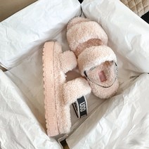 여성용 모피 털슬리퍼 미끄럼방지 플러시 샌들