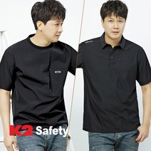 K2 남자등산복상의 여름 반팔작업복 냉감 카라티셔츠 스판 라운드티 블랙
