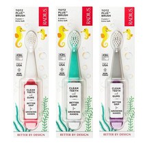 RADIUS 토츠 플러스 칫솔 BPA 프리 치아와 잇몸에 건강한 칫솔 3세 이상 - 모듬 - 3개 팩, 3 Count (Pack of 1)_Greypurple