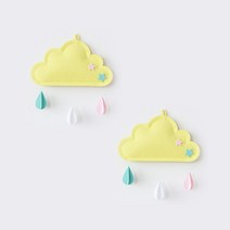 씨앤초이스 비구름 모빌 빗방울 가랜더 2개 세트 거실 꾸미기 인테리어 파티용품 가랜드 장식, 옐로우x2