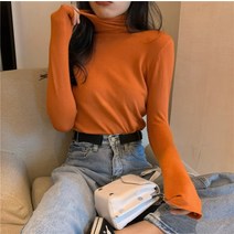 니트상의 베이지칼라 스웨터 여성 레이어드 목폴라 긴 소매 빅 트렌치코트 이너 티 겨울 가을 2669410470