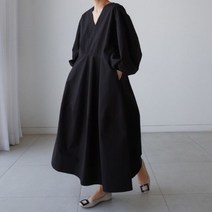 여성 로맨틱 루즈핏 빅사이즈 캐주얼 여름 원피스 브이넥 인형 러쉬 빅스윙 마담 스커트