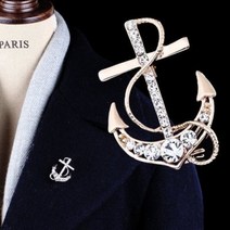 남성 잡화 브로치 팬던트 마린 크리스탈 큐빅 닻 브로치 남성 가슴꽃 수트 개성 남양복 핀 배지