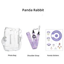 즉석카메라 폴라로이드폴라로이드 Instax Mini11 사진 가방 투명 스토리지 쉘 크리스탈 쉘 스트랩 로프 스, 02 Panda Rabbit