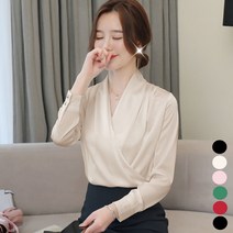 JUSTFEELING 70kg까지 빅사이즈 여성 브이넥 기모 예쁜 쉬폰 블라우스 티 셔츠 상의