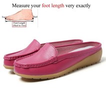 여자단화 여름 정품 가죽 여성 플랫 로퍼에 중공 슬립 숙녀 신발 한국어 스타일 소프트 moccasins 하프 슬리퍼 크기 43