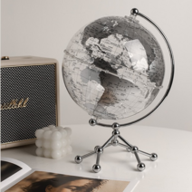 투명 엔틱 지구본 스탠드 고급 인테리어 미니 협탁 연구실 과학교구 선물용, 빛 럭셔리 투명 글로브 장식