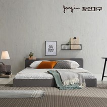 장인가구 비비드 저상형 LED조명 USB포트 침대Q(매트없음) DYD-540Q, 내츄럴오크