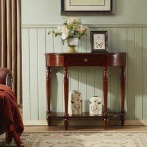 반원콘솔 복도장 엔틱 현관 거실 콘솔 테이블 장식장, A 딥 월넛 110 30 80