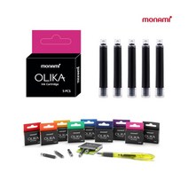 모나미 올리카 만년필 리필 카트리지 (5입) F촉, 레드바이올렛