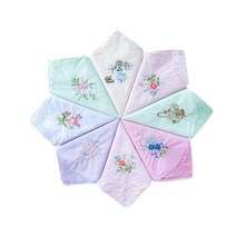 CoCoUSM 여성용 손수건 레이스 자수 면 손수건 벌크 화이트.