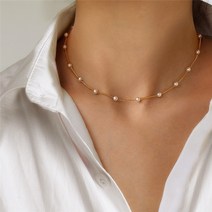 구슬 여성의 목 체인 kpop 진주 초커 목걸이 골드 컬러 goth chocker jewelry on the neck 펜던트 2021 collar for girl
