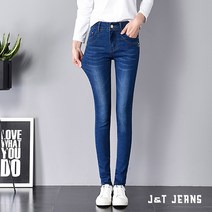 제이앤티 여성용 스판 스키니 청바지