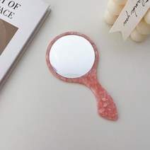 휴대용손거울 한국 대모갑 여성용 기하학 거울 휴대용 메이크업 손잡이가 있는 작은 원형 핸드 헬드, SKU-1