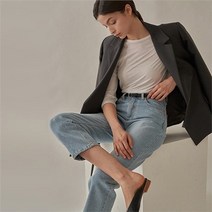 셀러허브(잡화) 여자 맘진 연청 일자 스트레이트 놈코어 청바지