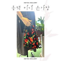 오앤유갤러리카페 오앤유 자체체작 동백무늬 미니 손가방 에코백(검정)