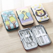 네일케어 동물캐릭터 스텐케이스 파우치형 손톱깎이 세트, 사자