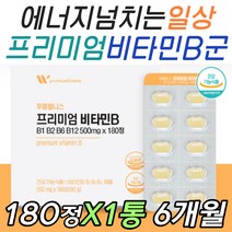 프리미엄 비타민 B 비군 비 복합체 50대 체력 영양제 벤포티아민 육체피로 몸이피곤할때 몸이무거울때 피곤할때 먹는 보충 보조 제 단백질 탄수화물 지방 대사 혈액 혈관 건강 에좋은, 1통, 180정