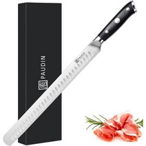PAUDIN 30 5cm(12인치) 카빙 나이프 훈제 양지머리 BBQ 고기 칠면조 절단용 그랜톤 블레이드가 있는 프리미엄 슬라이싱 나이프 - 공학적 G10 핸들, Carving Knife 12 inch