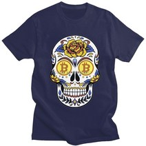 기념주화 비트코인선물 모형소품Streetwear Mens Bitcoin Crypto T 셔츠 반팔 코튼 프린트 Btc Cryptocurre, 03 네이비 블루_02 S