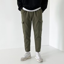 남자 밴딩 일자 기모 카고 조거팬츠