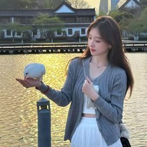 Luna Grace 라운드넥 긴팔 베이직 니트 가디건 DY24405