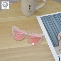 하트선글라스 단체 선글라스 선물 안경 파티 기념일 인싸템, 안경 덮개 박스 봉지 천, 투명 테두리 파우더
