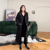단추 아우터 도톰 모직 롱 하이넥코트 루즈핏 간절기 톰보이 기본