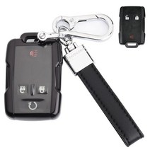 CHUNBLING 쉐보레 쉐보레 실버라도 2014-2018/콜로라도 2015-2021과 호환되는 키 포브 커버 케이스 3/4/5/6 버튼용 부드러운 TPU 스마트 키 포브 프로텍, Black