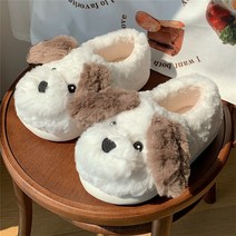 털슬리퍼 뽀글이 슬리퍼 코스트코 방한슬리퍼 얇은 스트립 귀여운 강아지 면화 슬리퍼 여성용 겨울 실내 미끄럼 방지 따뜻한 하프 패키지 힐 플러시 감금 부드러운 밑창 신발