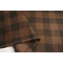 울혼방 모직 브라운 선염 체크 / 모직 원단