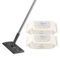예밀 양면 70g 물걸레청소포 2팩 + 밀대 / 항균 99.9% 더두꺼운 고급캡형, 1세트