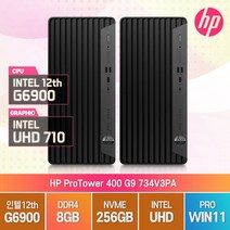 HP 프로타워 400 G9 734V3PA 12세대 G6900 FreeDOS 윈11 사무용 데스크탑, 메모리 8GB/SSD 256GB, 윈도우11 프로 설치, 램8G무상업그레이드