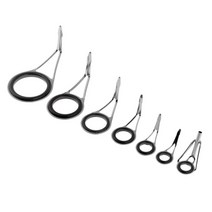 7pcs 낚싯대 가이드 단일 다리 낚싯대 부품 링 7 크기 -, 실버 프레임 블랙 반지, 설명, 스테인레스 스틸