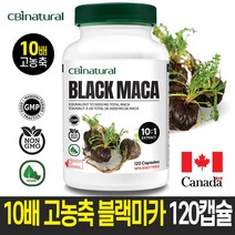 10배 고농축 블랙마카 500mg 120캡슐 4개월/캐나다 생산 직발송/캐나다 식약청 GMP NPN인증/10x Black maca 120caps, 1개, 120정