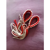 무에타이 헤어밴드 킥복싱 완장 몽콘 수제 머리띠 프랏지앗 아대 세트, 적화이트 투톤 팔찌 폭 3cm