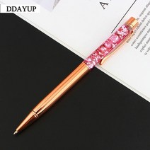 보석펜 다이아몬드 볼펜 럭셔리 1.0mm 유사 흐름 오일 크리스탈 금박 금속 구리 다채로운 고급 금 분말, 로즈 골드