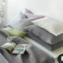 쁘리엘르 마일드 피그먼트 아사 누비 베개커버 50x70, 차콜/차콜