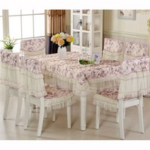 푸아이 예쁜 식탁보 세트 의자 커버 매트 린넨 방수 테이블보 북유럽스타일 (4~6인용) LMP143, 4XL, Type_N